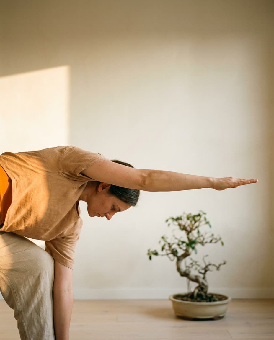 Nina in einer Yoga-Haltung im Aurora-Studio